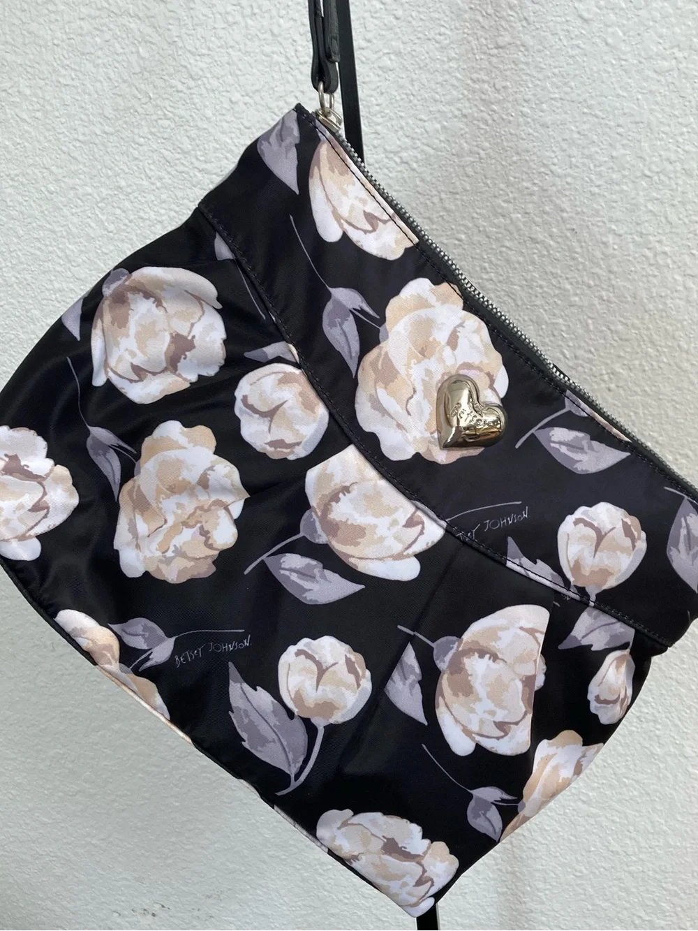 Betsey Johnson black nylon cosmetic pouch